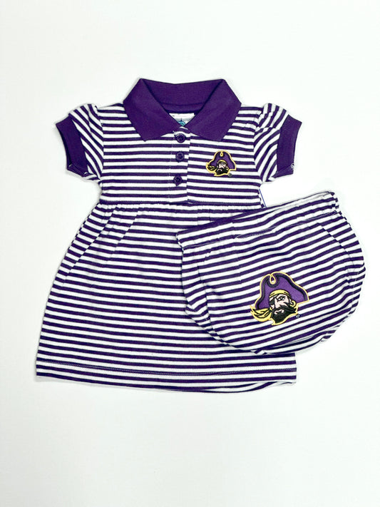 ECU Striped Game Day Dress with Bloomer